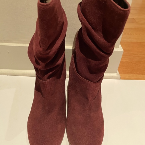 Sole Society Burgundy Suede Boots Sz 9 - Picture 2 of 6